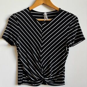 Black and White Striped Women's Top